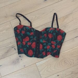 Floral Black and Red Women's Top
